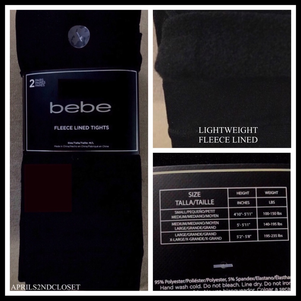 BEBE 2 BLACK FLEECE FLEECE LINED LEGGINGS A2C - Picture 9 of 12
